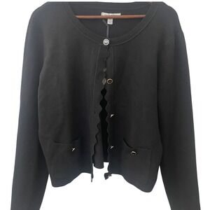41 Hawthorn Women's  NWT Black Scalloped Button Front Cardigan Sweater XL
